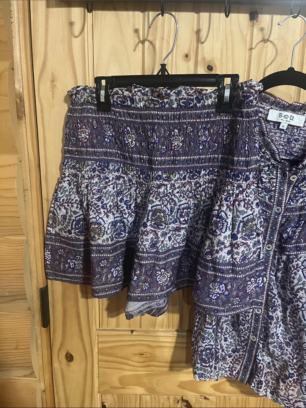 Sea New York Rosita Border Print Multi Purple Floral Ruffle Blouse and Short Set - Picture 5 of 6